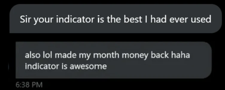 Member message: Sir your indicator is the best I had ever used. Also made my month money back, indicator is awesome