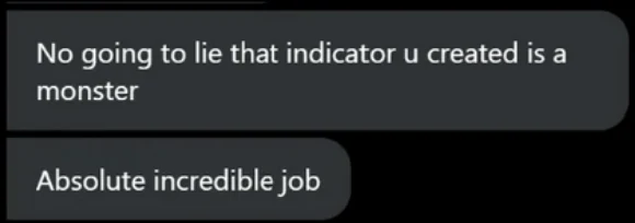 Member message: Not going to lie, that indicator you created is a monster. Absolute incredible job