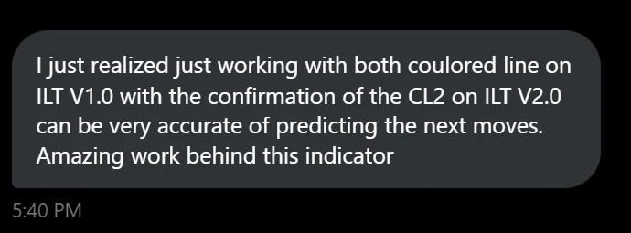 Member message: working with both coloured line on ILT V1.0 with the confirmation of the CL2 on ILT V2.0 can be very accurate of predicting the next moves
